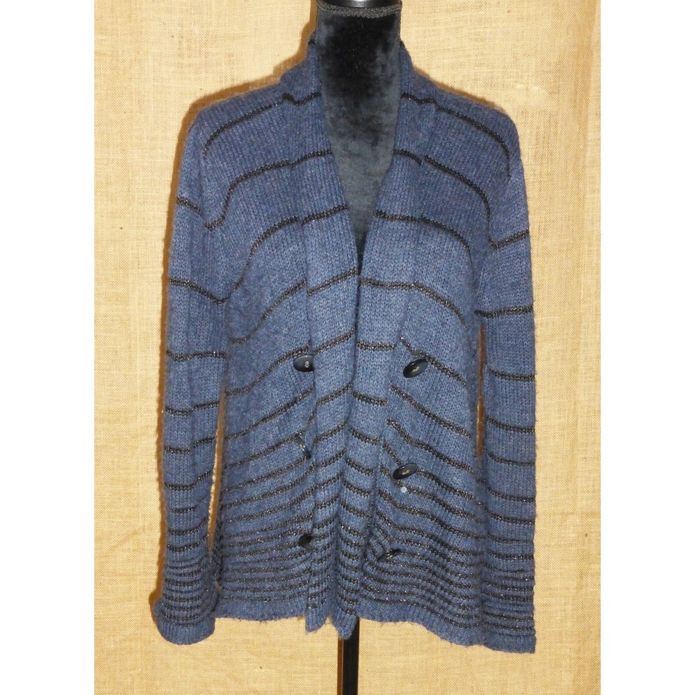Free People women M knit sweater cardigan open front large buttons vacation cozy